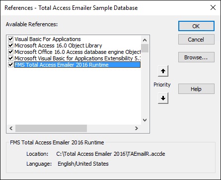 Library Reference to Total Access Emailer