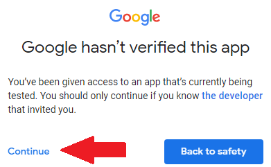 Google hasn't verified the app