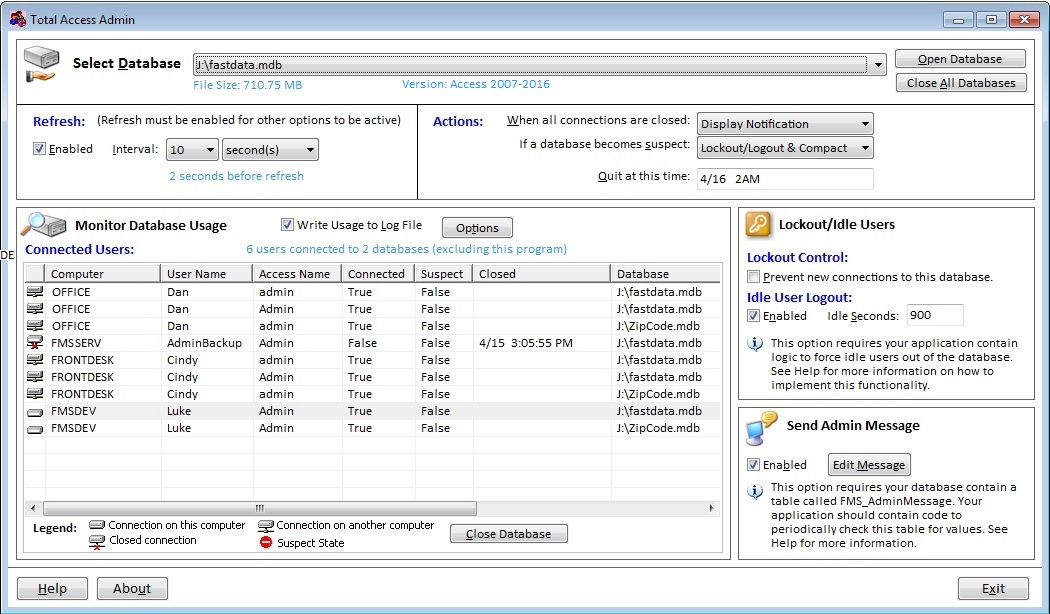 Monitor Microsoft Access Database Usage