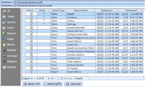 Select Among the Identically Named Objects for More Detailed Comparison