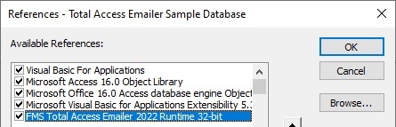 Reference to Total Access Emailer Runtime 32-bit