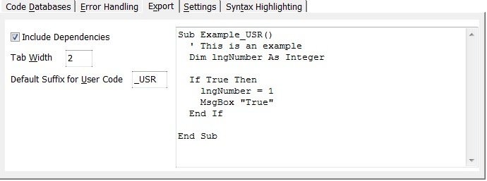 Options for exporting the VBA/VB6 modules and classes to your projects
