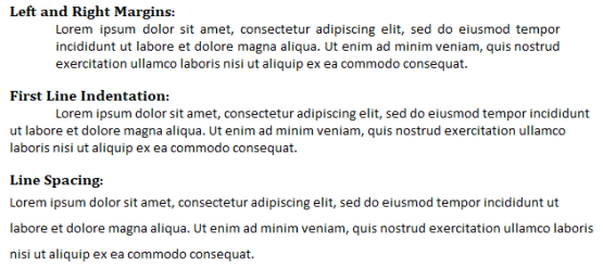 Margin and Spacing Format