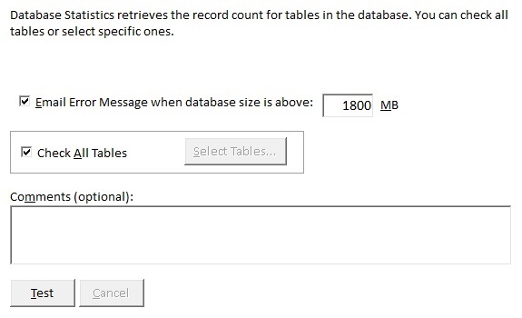 Microsoft Access Database Size Email Alert and Statistics options