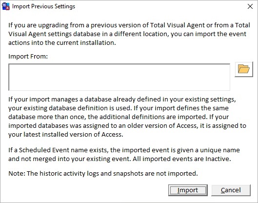 Import Database Settings