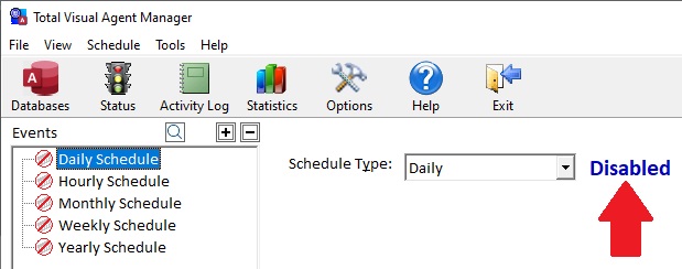 Event Detail Pane with Enable Disable Status