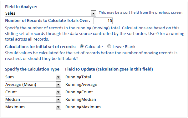 Microsoft Access Running Totals and Moving Average options