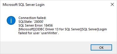 Microsoft SQL Server Login Connection Failed SQLState: '28000'