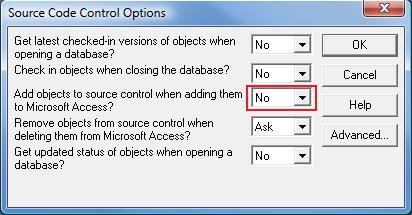 Microsoft Visual SourceSafe Options