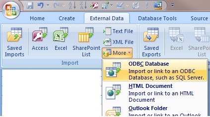 Microsoft Access 2007 Link to ODBC Database
