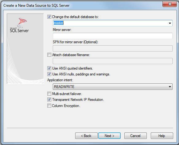 SQL Azure Database Name Selection