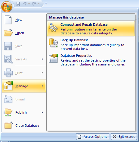 Microsoft Access Database Compact in Access 2007