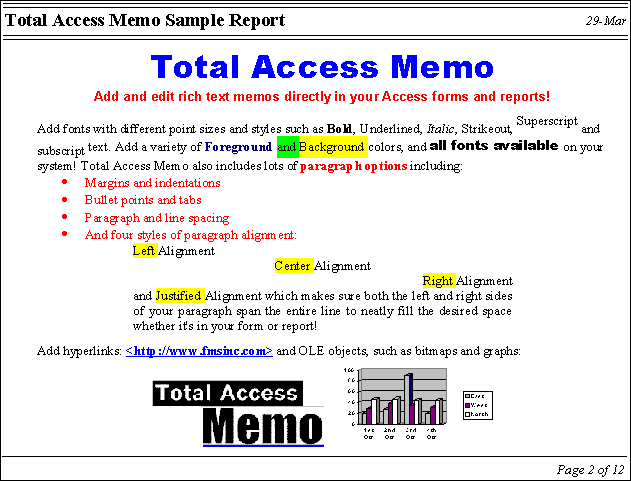 Example of a Rich Text Format Memo Field in a Microsoft Access Report