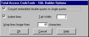 SQL Builder Options