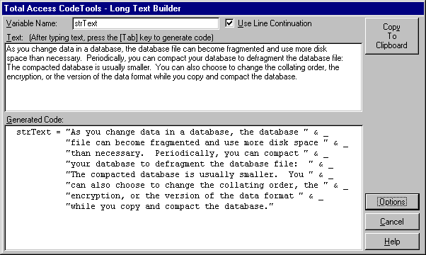 Long Text Builder