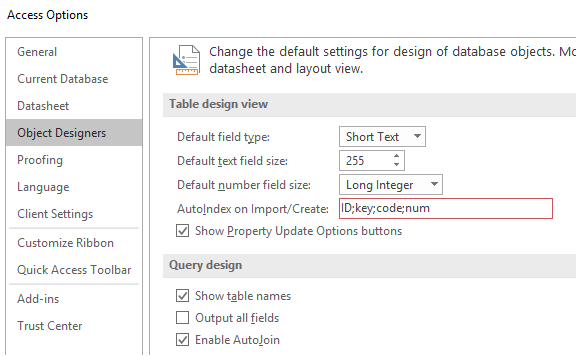 Microsoft Access Tip Avoid Unnecessary Or Duplicate Indexes With The Autoindex Setting