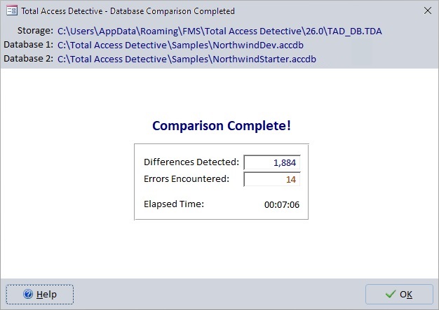 Microsoft Access Database Comparison is Completed Microsoft Access Database Comparison is Completed