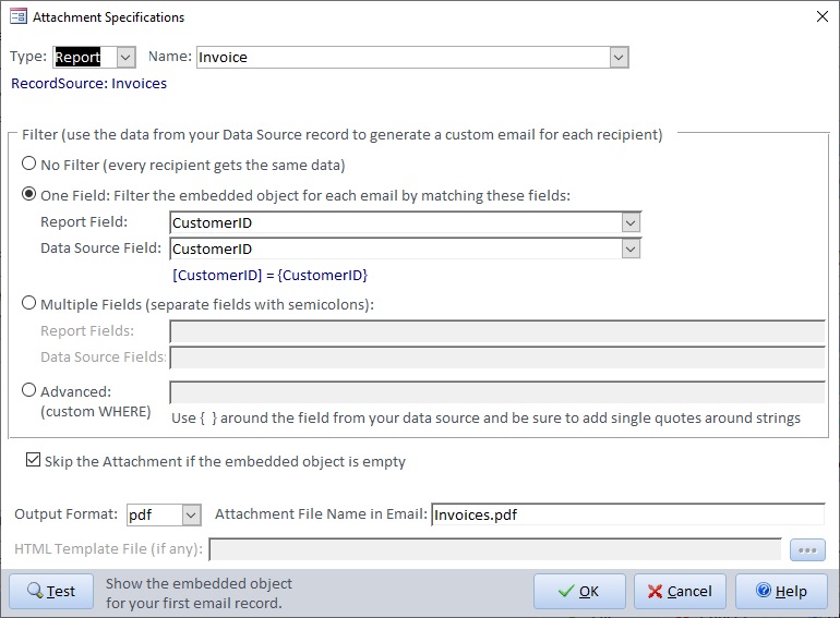 Microsoft Access Report Attachment to Email