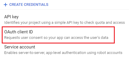 Created Google Credentials OAuth Client ID
