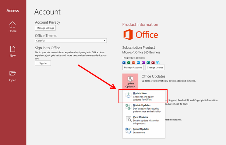 Microsoft Office Account Update Now
