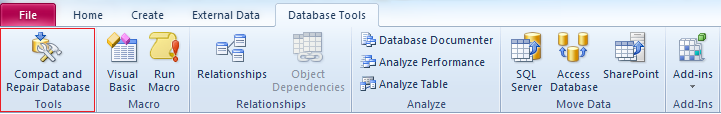 Microsoft Access Database Compact in Access 2010
