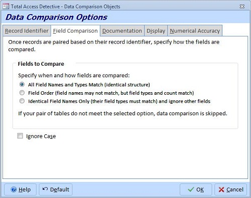 Specify How Microsoft Access Fields in Tables and Queries are Matched for Data Comparison