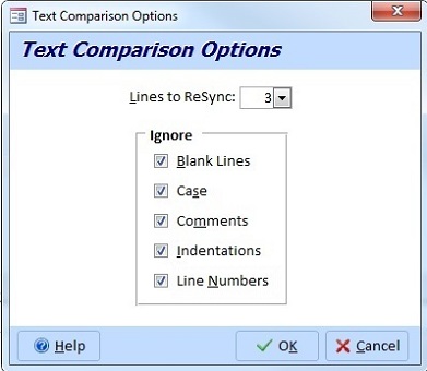 Microsoft Access Module Comparison Options