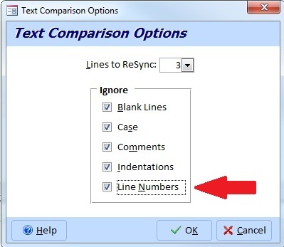 Ignore Line Numbers when Comparing Modules for Differences