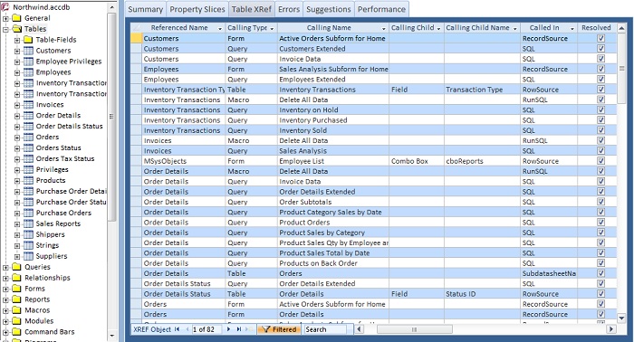 Microsoft Access Table Cross-Reference