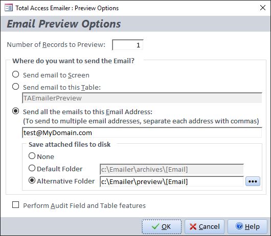 Preview Email Blast with Save Files Options