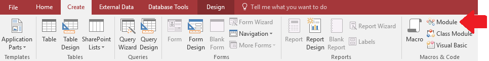 Create a Microsoft Access Module