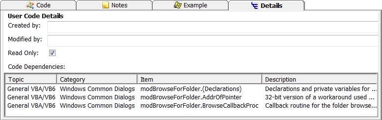 Details tab in the Source Code Explorer for Total Visual SourceBook