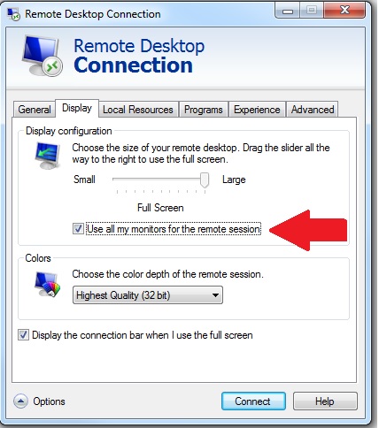 Remote Desktop with Multiple Displays