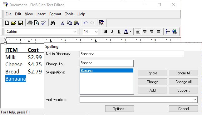 Spell Check Dialog