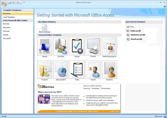 Microsoft Access Databse Templates