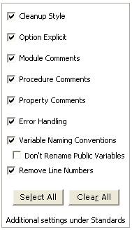 Code Cleanup Options