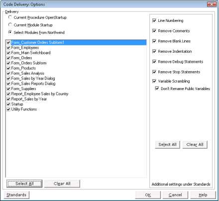 Code Delivery Object Selection Code Delivery Object Selection
